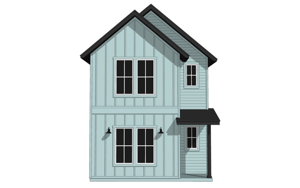Two Bedroom Farmhouse (B2) - 2 bedroom floorplan layout with 2.5 baths and 1227 square feet. (Exterior)