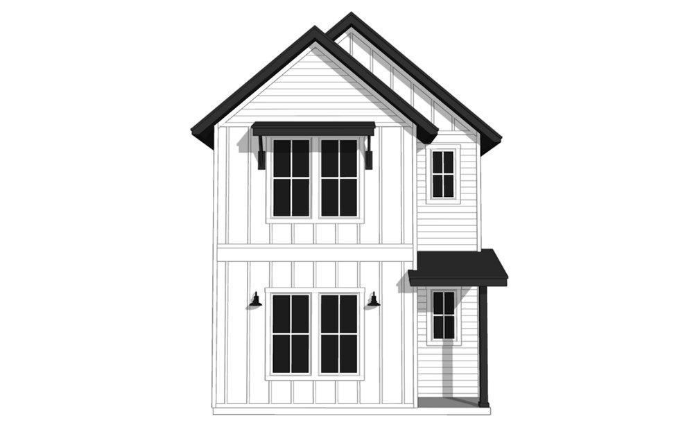 Three Bedroom Farmhouse (C1) - 3 bedroom floorplan layout with 2.5 baths and 1387 square feet. (Exterior)